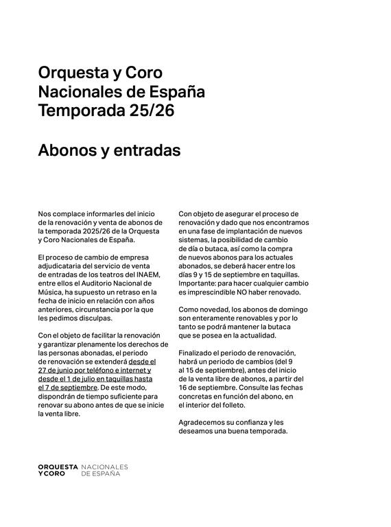 Abonos y entradas Temporada 25/26